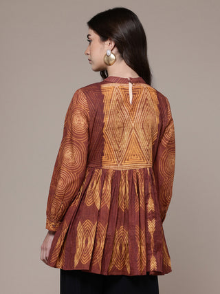 Rust tie dye a-line kurti