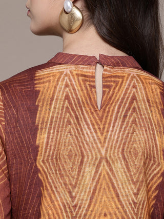 Rust tie dye a-line kurti
