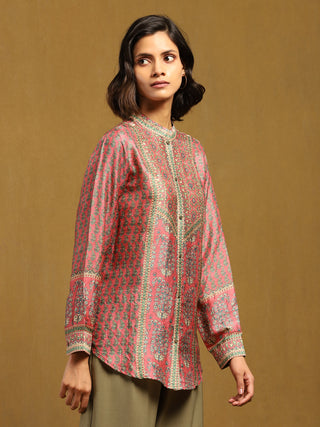 Blue turquoise apsara front-open kurti