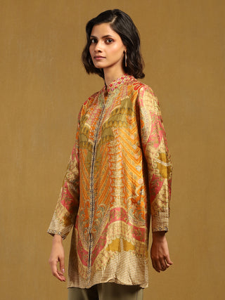 Olive jasbira handcrafted kurti