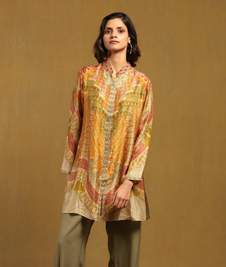 Olive jasbira handcrafted kurti