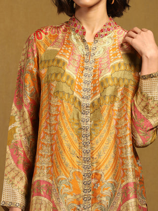 Olive jasbira handcrafted kurti