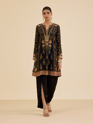 Black and multi pintado kurti