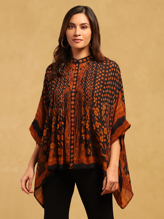 Black and rust mehroz kurti