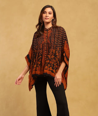 Black and rust mehroz kurti