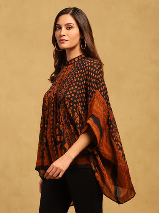 Black and rust mehroz kurti