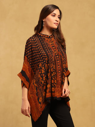 Black and rust mehroz kurti