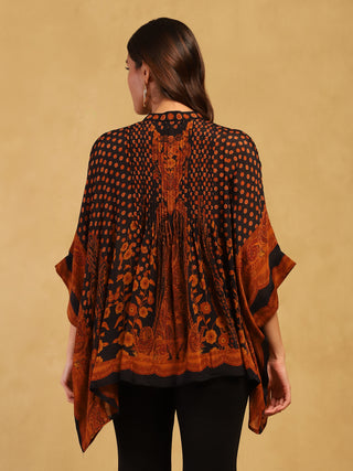 Black and rust mehroz kurti