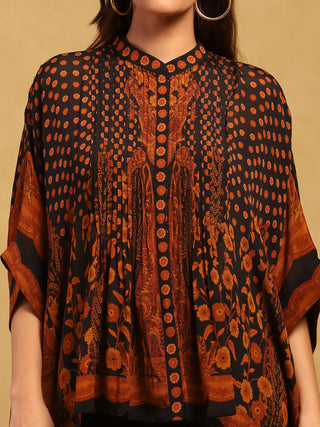 Black and rust mehroz kurti