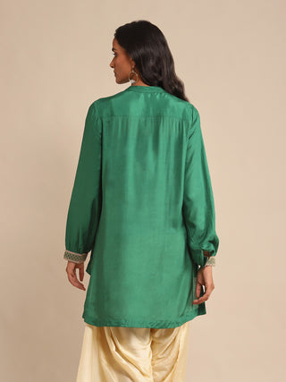 Ritu Kumar-Green Embroidered Kurti And Inner-INDIASPOPUP.COM