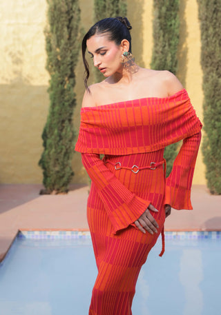 Francisca orange pink dress