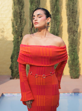 Francisca orange pink dress