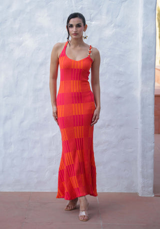 Debora orange pink dress
