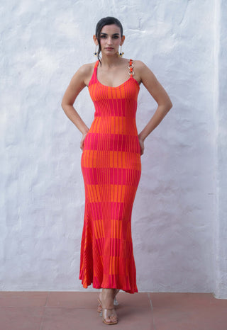 Debora orange pink dress