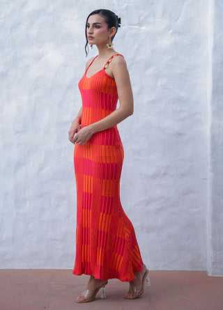 Debora orange pink dress