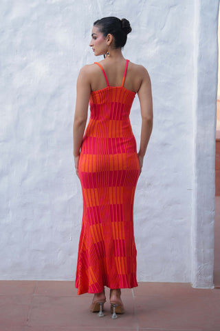 Debora orange pink dress
