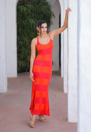 Debora orange pink dress