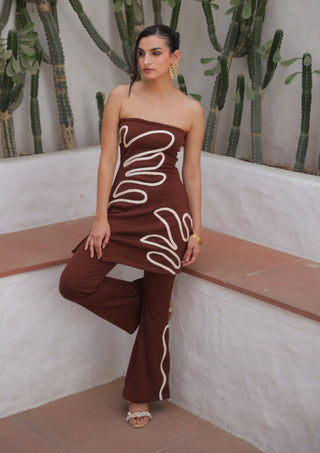 Claudia brown dress with pants