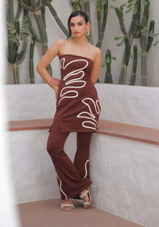 Claudia brown dress with pants