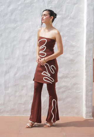 Claudia brown dress with pants