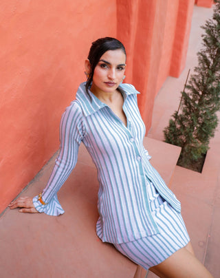 Denise blue white top with skirt