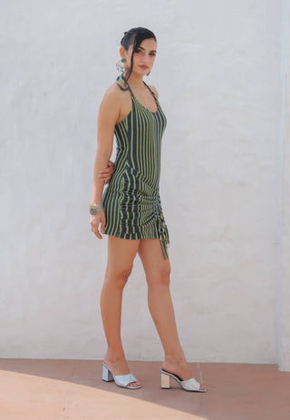 Zoey black green dress