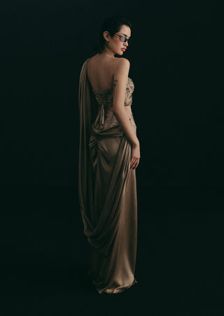 Beige tulle corset with satin skirt