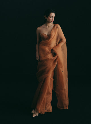 Orange organza sari set