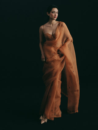 Orange organza sari set