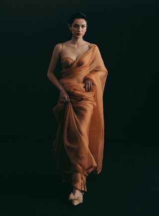 Orange organza sari set