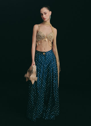 Blue bandhini sharara set
