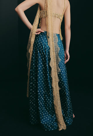 Blue bandhini sharara set