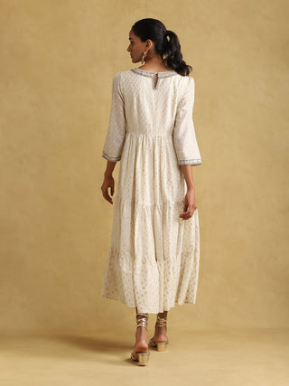 Ritu Kumar-Off-White Embroidered Dress-INDIASPOPUP.COM
