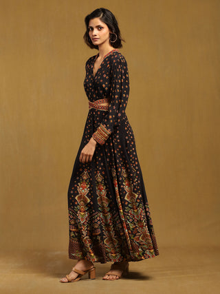 Black gopuram maxi dress