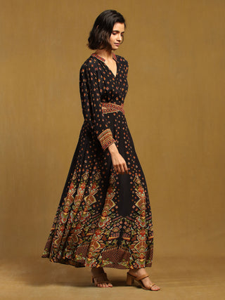 Black gopuram maxi dress