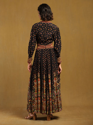 Black gopuram maxi dress