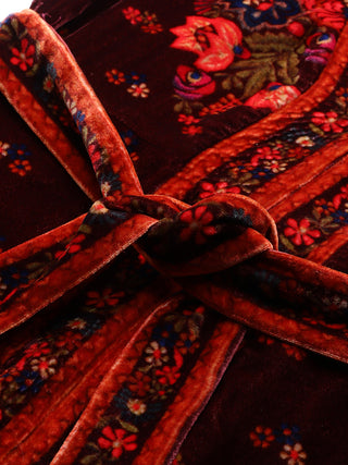 Maroon sasha print fit & flare dress