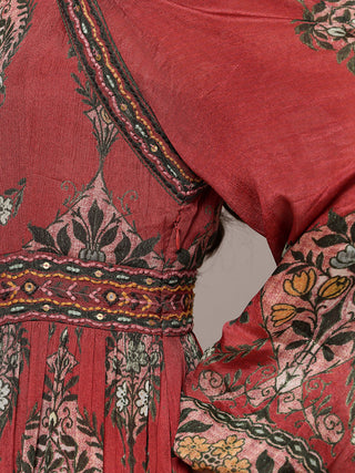 Rust tapti fit & flare long dress