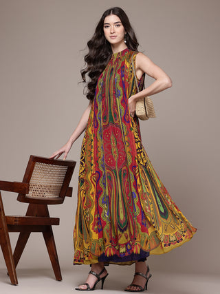 Ruhi sleeveless a-line long dress