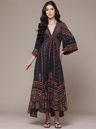 Black amelia printed dress