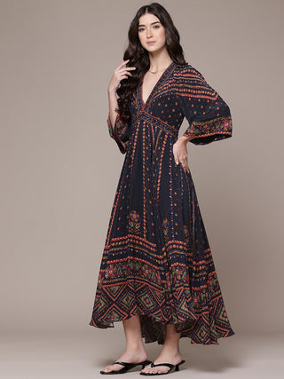 Black amelia printed dress