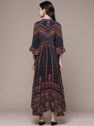 Black amelia printed dress