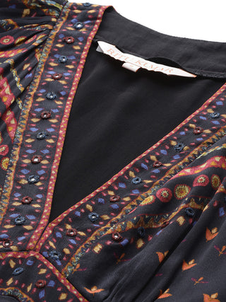 Black amelia printed dress