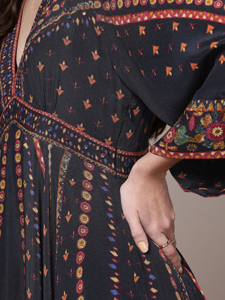 Black amelia printed dress