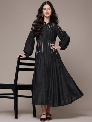 Black arina fit and flare dress