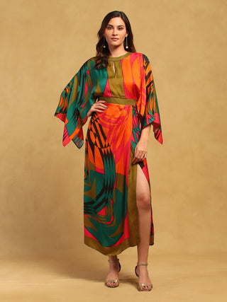 Multicolor minati kaftan dress