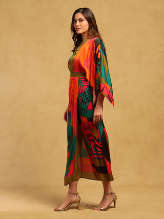 Multicolor minati kaftan dress