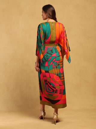 Multicolor minati kaftan dress