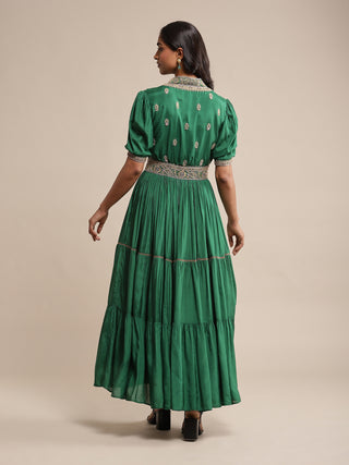 Ritu Kumar-Green Embroidered Dress-INDIASPOPUP.COM