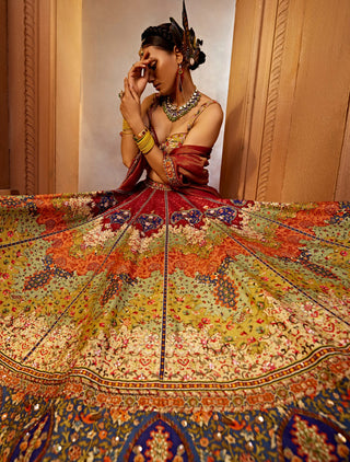 Mehvish Multicolor Lehenga Set by Kalista, available on Indiaspopup.com